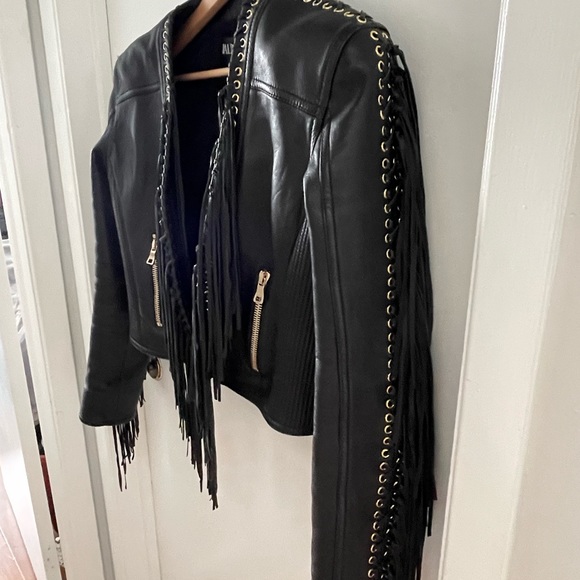 Balmain Paris Genuine Lamb Skin Biker Leather Jacket Size 42 FR - Picture 3 of 10